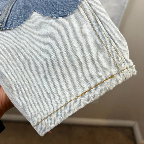 VTG Levi's 521 Jeans Womens Size 8 Floral Applique 90s 1994 Light Wash High Rise - Picture 8 of 15